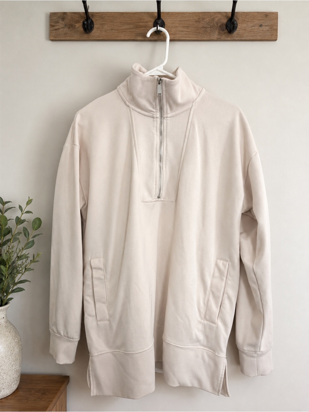 3/$25 ✨ Sage Collective Quarter Zip Tunic Sweatshirt Women’s Medium Beige
